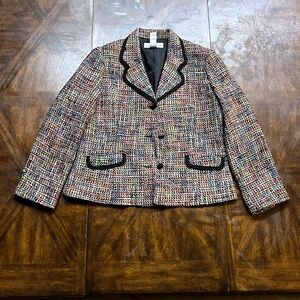 Sag Harbor Colorful Tweed Blazer with Black Details